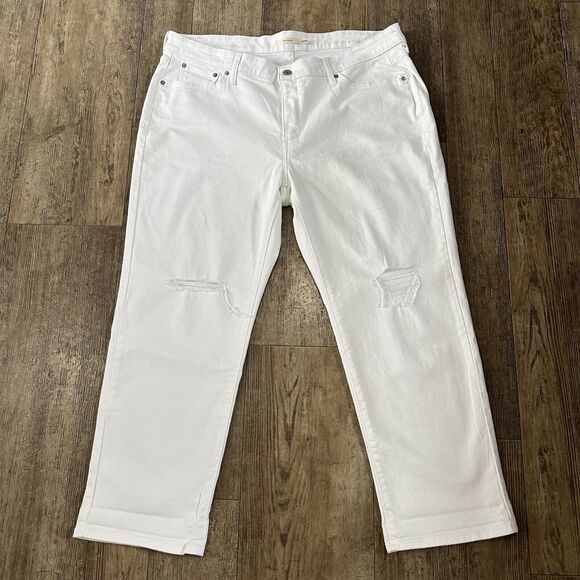 Levi's Denim - Levi's BOYFRIEND Womens Size 20W White Mid Rise Crop Jeans Denim Pants 39x27.5
